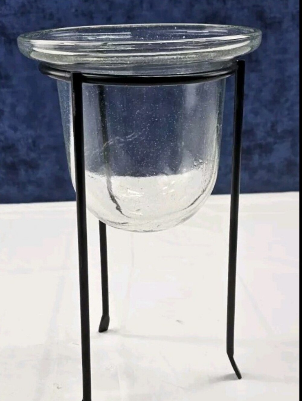 Wrought Iron Candle Plantet Holder Clear Glass Planter